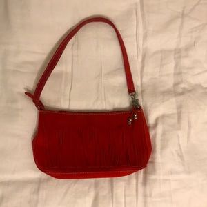 Nine West faux leather shoulder purse w/ fringe